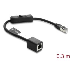 Delock RJ45 Kabel Stecker zu Buchse mit Schalter Cat.6 F/UTP 0,3 m - Netzwerkschaltung schwarz