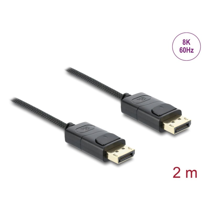 Delock Koaxiales DisplayPort Kabel 8K 60 Hz mit Geflechtmantel 2 m
