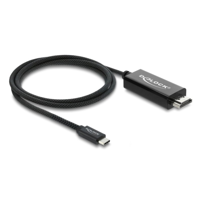DeLOCK Coaxial USB Type-C to HDMI cable (DP Alt Mode) 4K 60 Hz with braided coating 1 m