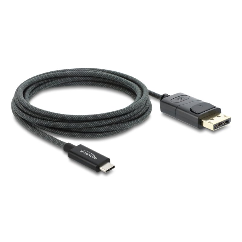 DeLOCK Coaxial USB Type-C to DisplayPort cable (DP Alt Mode) 4K 60 Hz with braided coating 2 m