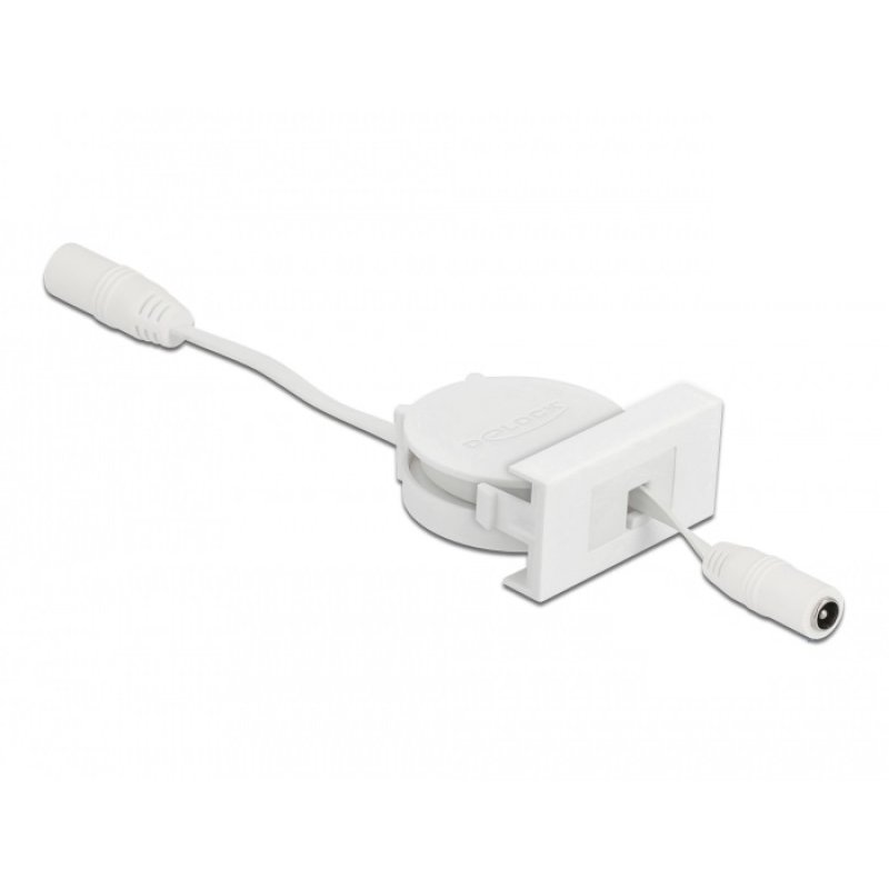DeLOCK Easy 45 Module Power Retractable Cable DC 5.5 x 2.1 mm female / female white