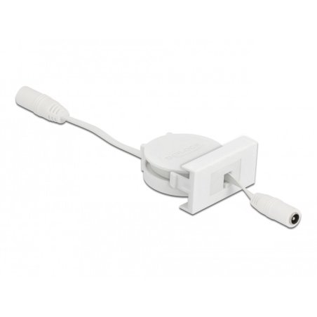 DeLOCK Câble d’alimentation DC rétractable Easy 45 Module 5,5 x 2,1 mm femelle / femelle, blanc