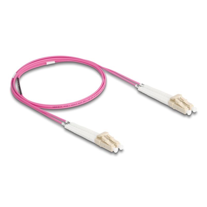 DeLOCK Optical Fiber Cable LC Duplex to LC Duplex Multi-mode OM4 angled 1 m