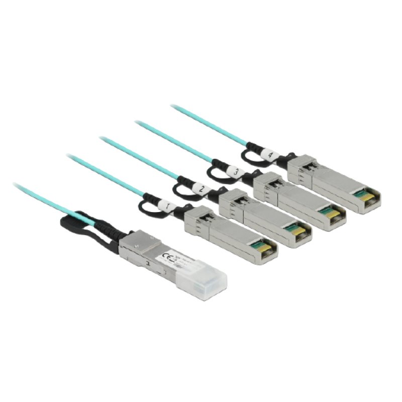 Delock Aktives Optisches Kabel QSFP zu 4 x SFP 10 m