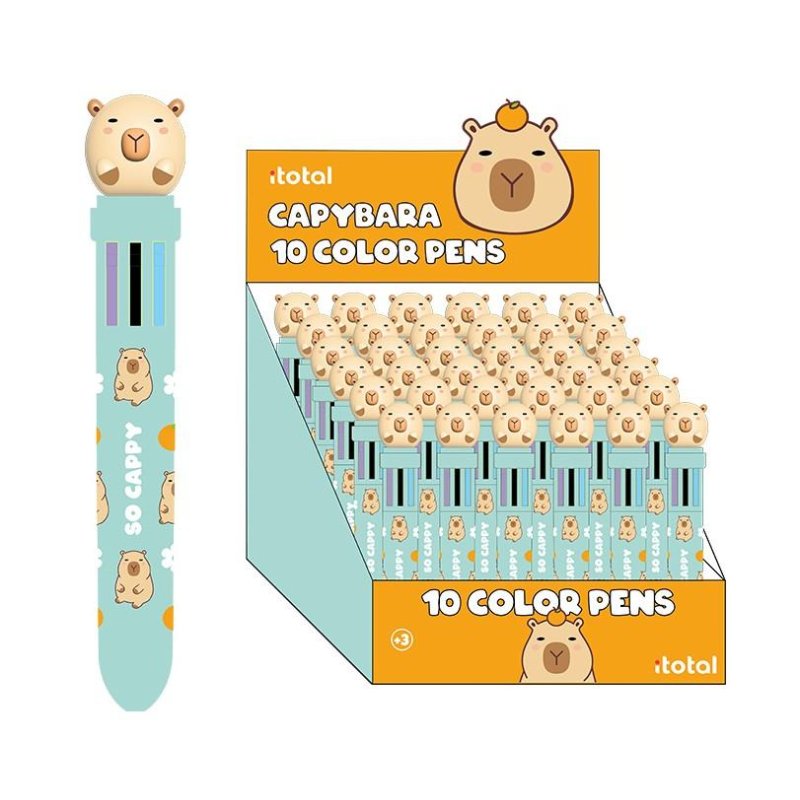 KAWAII - Capybara - Display de Stylos multicolore - 36pc.
