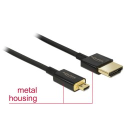 Delock Kabel High Speed HDMI mit Ethernet - HDMI-A Stecker HDMI Mini-C Stecker 3D 4K 0,25 m Slim High Quality