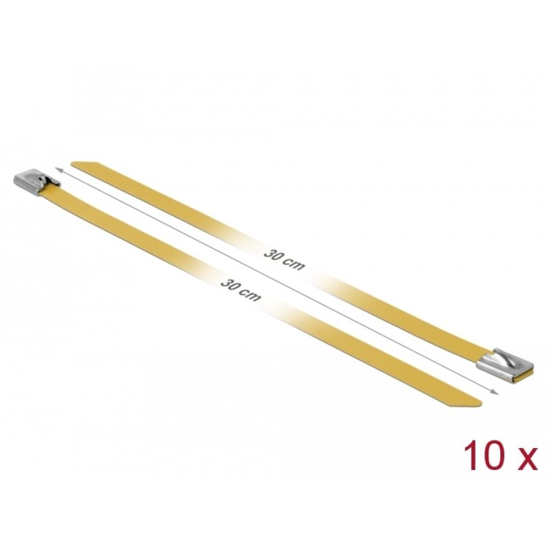 Delock Edelstahlkabelbinder L 300 x B 7,9 mm gelb 10 Stück