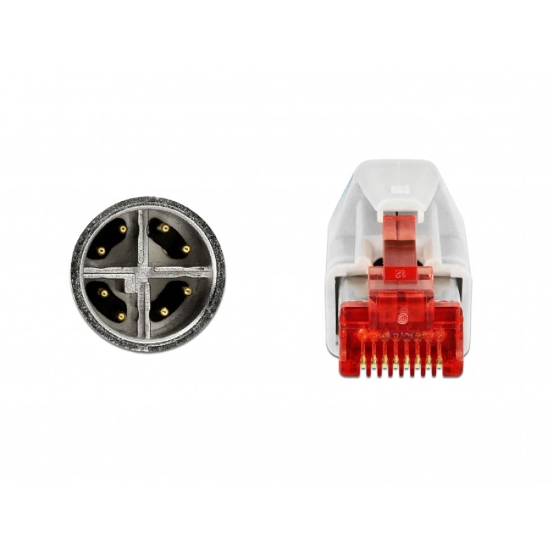 Delock Netzwerkkabel M12 X-kodiert 8 Pin zu RJ45 Stecker PVC 3 m