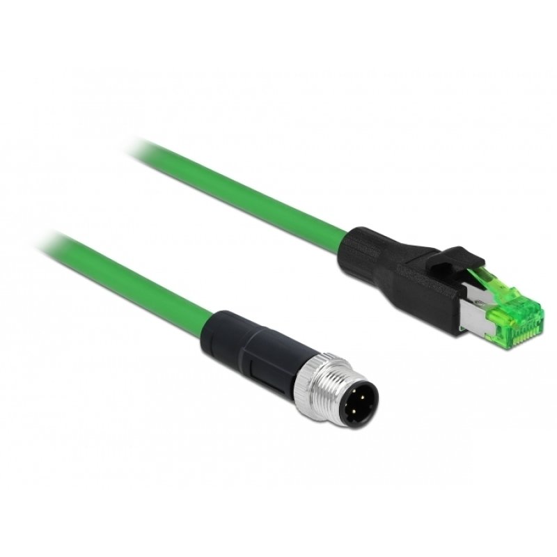 Delock Netzwerkkabel M12 4 Pin D-kodiert zu RJ45 Stecker PVC 2 m