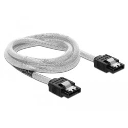 DeLOCK 85343 SATA cable 0.7 m SATA 7-pin Black, Transparent