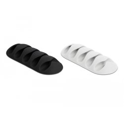 DeLOCK Set de 6 porte-câbles avec 5 prises de rétention noir / blanc