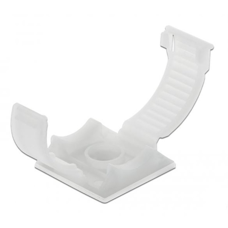 DeLOCK Support de câble avec clip de verrouillage, auto-adhésif, vissable, écru, 10 unités