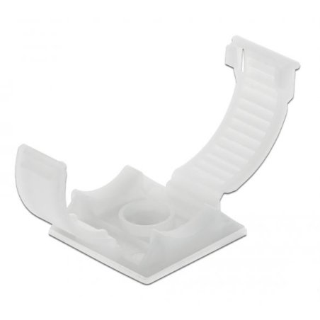 Delock Kabelhalter mit Verschlussclip selbstklebend schraubbar natur 10 Stück