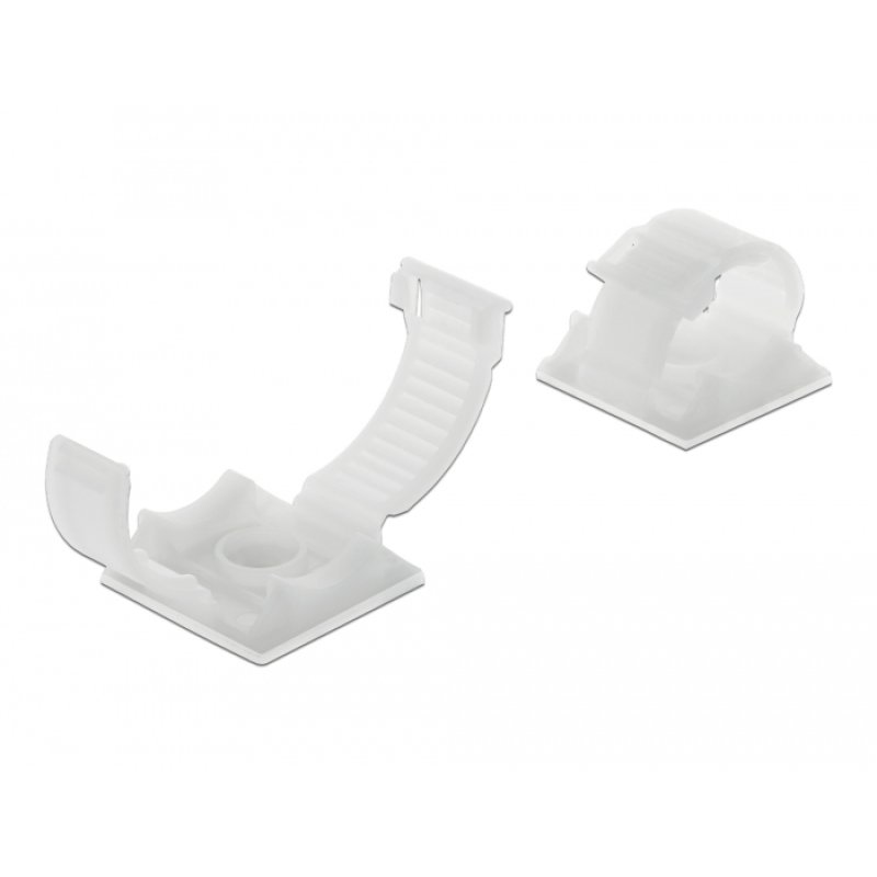 DeLOCK Cable holder with locking clip self-adhesive screwable natural 10 pieces