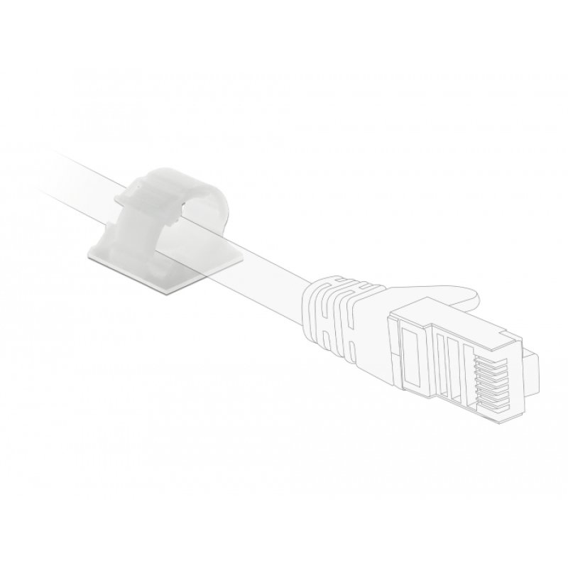 DeLOCK Cable holder with locking clip self-adhesive screwable natural 10 pieces