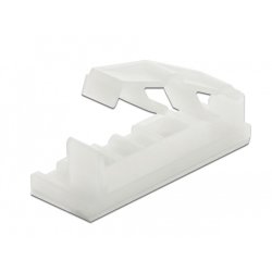 DeLOCK Support de câble plat avec clip de verrouillage, auto-adhésif, vissable, écru, 10 unités