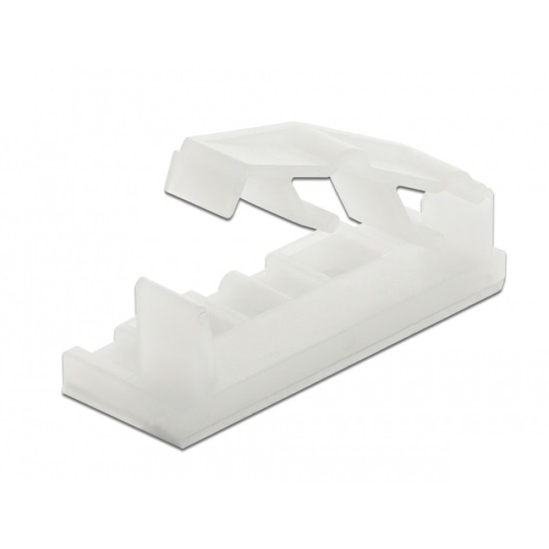 DeLOCK Flat cable holder with locking clip self-adhesive screwable natural 10 pieces