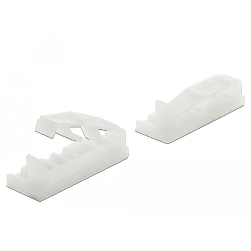 DeLOCK Support de câble plat avec clip de verrouillage, auto-adhésif, vissable, écru, 10 unités