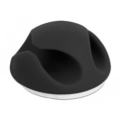 DeLOCK Cable Holder Mini with 2 feed-throughs self-adhesive Set 10 pieces black