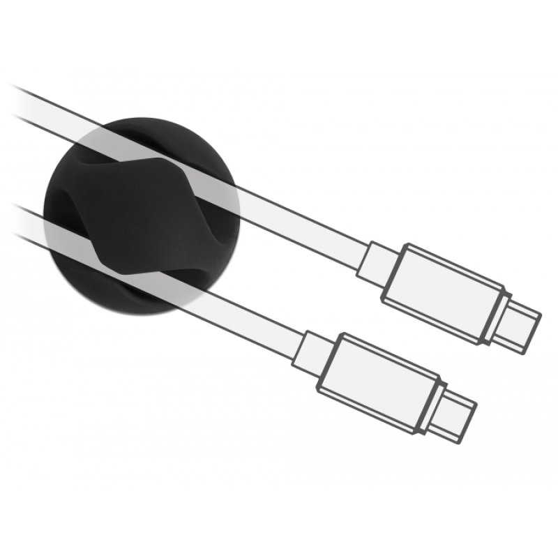 DeLOCK Set de 10 mini porte-câbles avec 2 prises noir