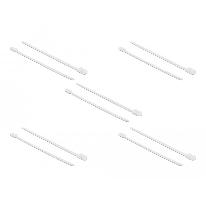 DeLOCK 18947 serre-câbles Attache-câble à entrée parallèle Polyamide Blanc 10 pièce(s)