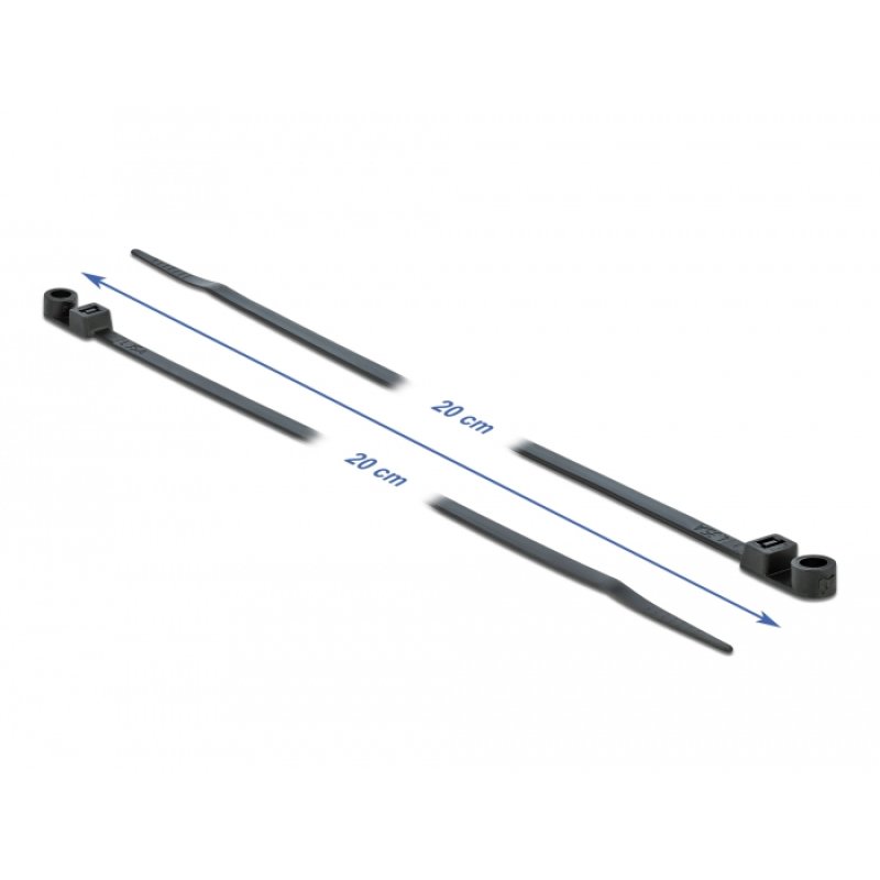 Delock Kabelbinder mit Befestigungsöse L 200 x B 4,8 mm schwarz 10 Stück