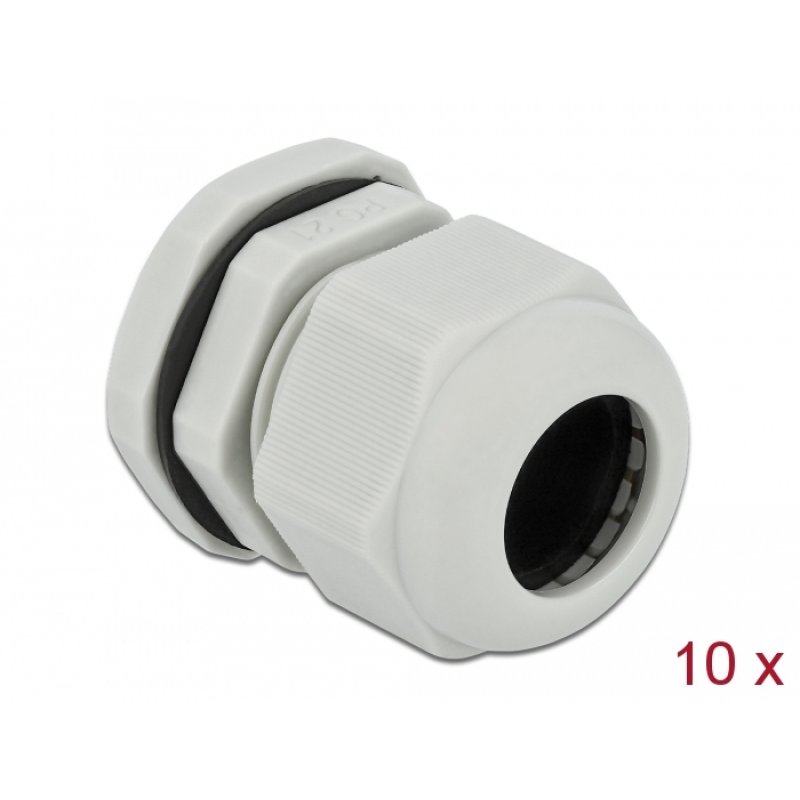DeLOCK Cable Gland PG21 10 pieces grey