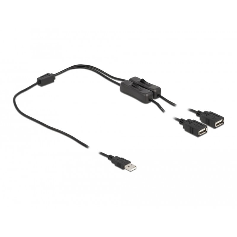 Delock Kabel USB Typ-A Stecker zu 2 x USB Typ-A Buchse mit Schalter 1 m