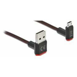 DeLOCK EASY-USB 2.0 Cable Type-A male to EASY-USB Type Micro-B male angled up / down 1 m black
