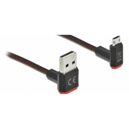 DeLOCK Câble EASY-USB 2.0 Type-A mâle à EASY-USB Type Micro-B mâle coudé vers le haut / bas 1 m noir