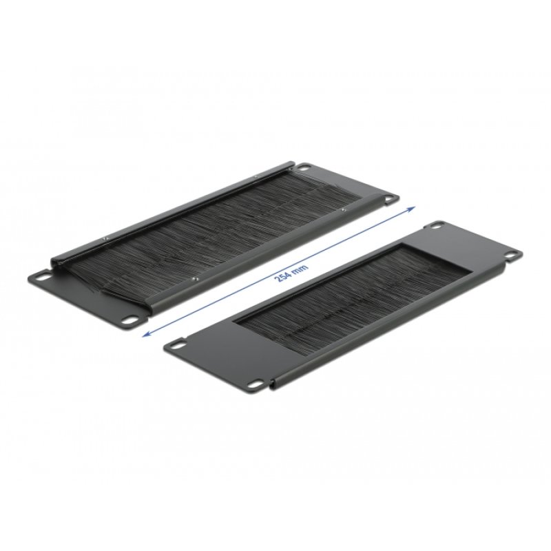 DeLOCK Bande passe-câble à brosse 2U 10″, noire
