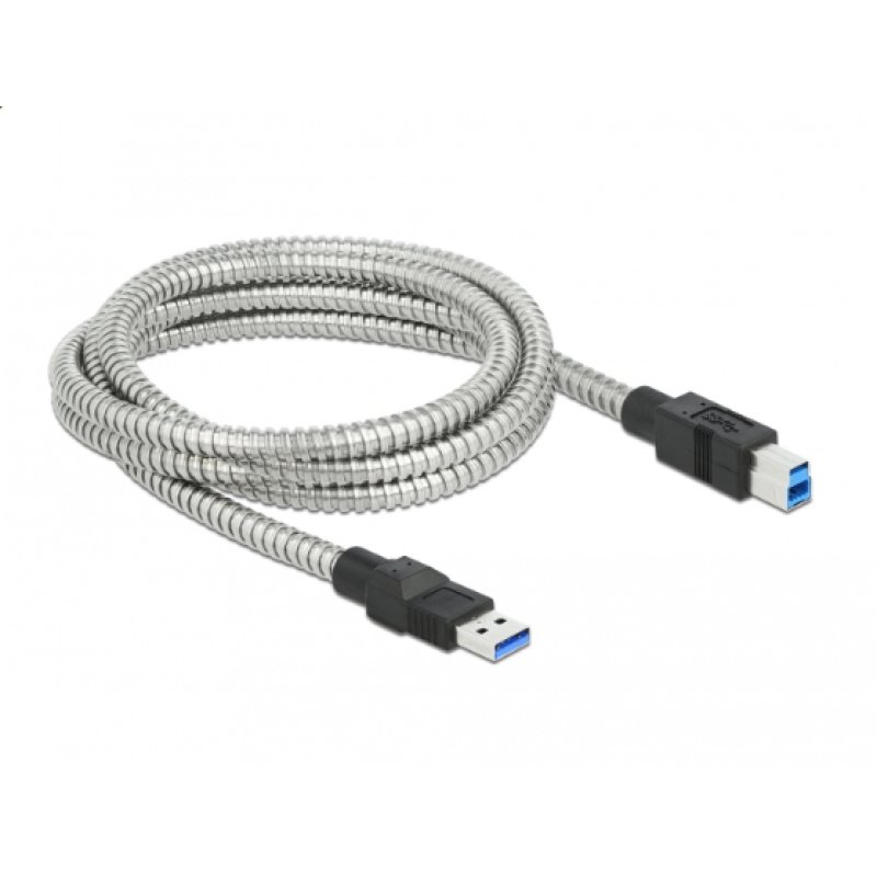 DeLOCK USB 3.2 Gen 1 Cable Type-A male to Type-B male with metal jacket 2 m