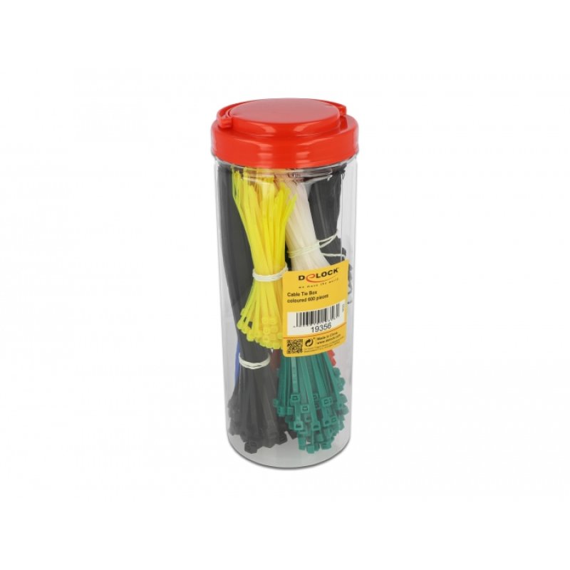 DeLOCK Boite d’assortiment de 600 serre-câbles de plusieurs couleurs