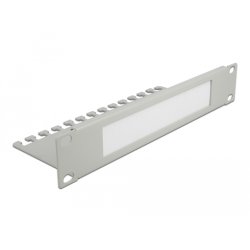 DeLOCK 10″ Cable Management Brush Strip with Cable Support Plate 1U grey
