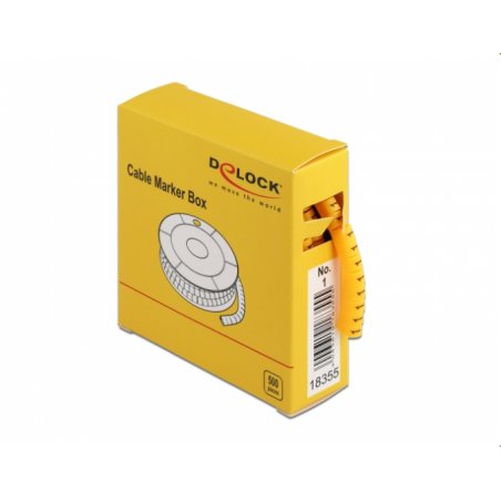 Delock Kabelmarker Box, Nr: 1, gelb, 500 Stück