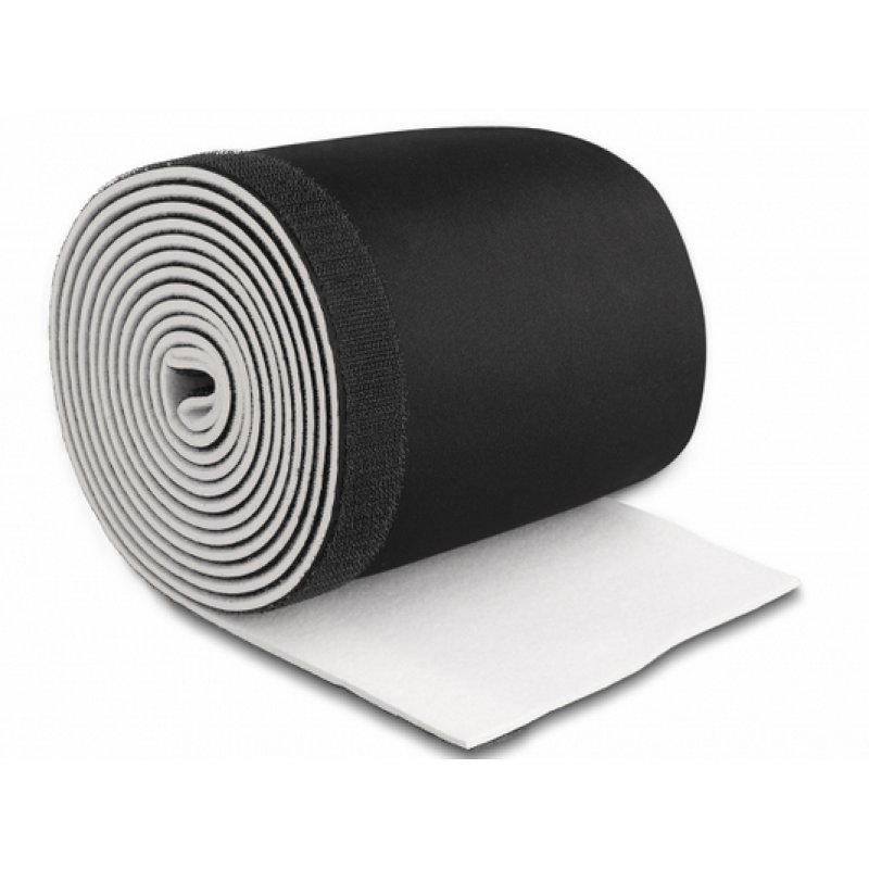 DeLOCK Manchon de câble en néoprène flexible avec fermeture à scratch, 3 m x 135 mm, noir / blanc