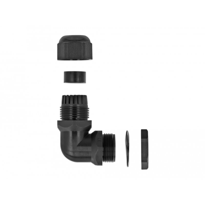 DeLOCK Cable Gland 90° angled PG16 black