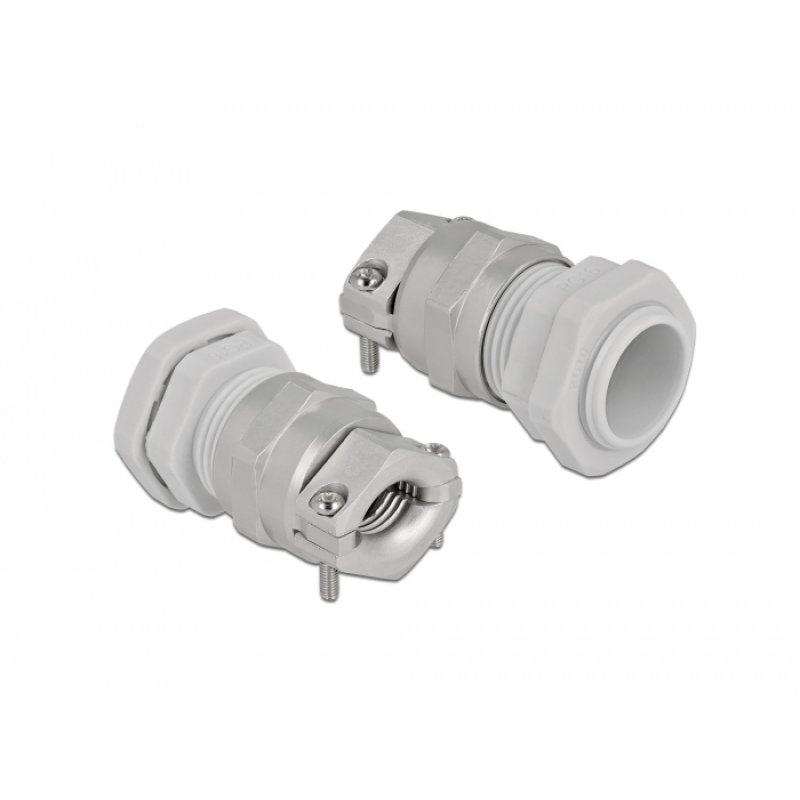 DeLOCK Cable Gland PG16 with strain relief and bending protection grey