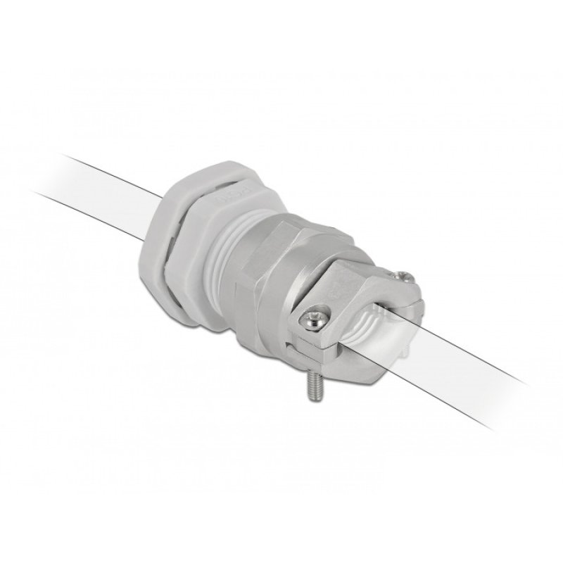 DeLOCK Cable Gland PG16 with strain relief and bending protection grey