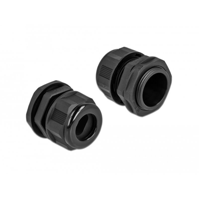 DeLOCK Presse-étoupe PG21 pour câble plat noir, 2 unités