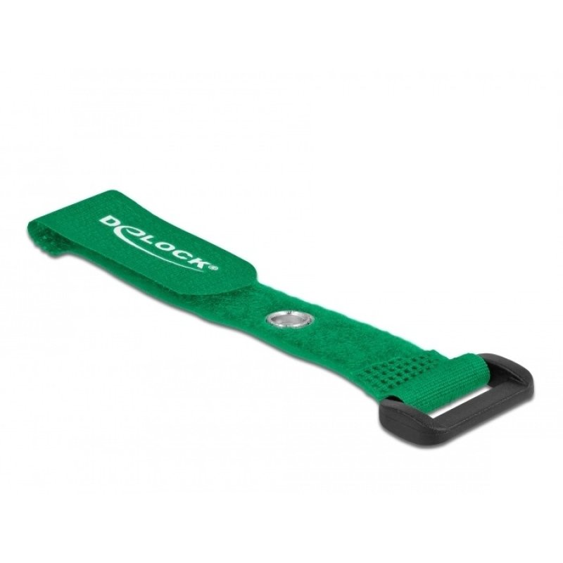 DeLOCK Hook-and-loop cable tie with Loop and Fastening Eyelet L 150 x W 20 mm green 5 pieces