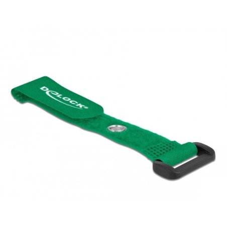 DeLOCK Hook-and-loop cable tie with Loop and Fastening Eyelet L 150 x W 20 mm green 5 pieces