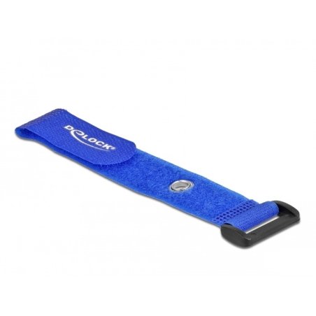 Delock Klett-Kabelbinder mit Schlaufe und Befestigungsöse L 190 x B 25 mm blau 5 Stück