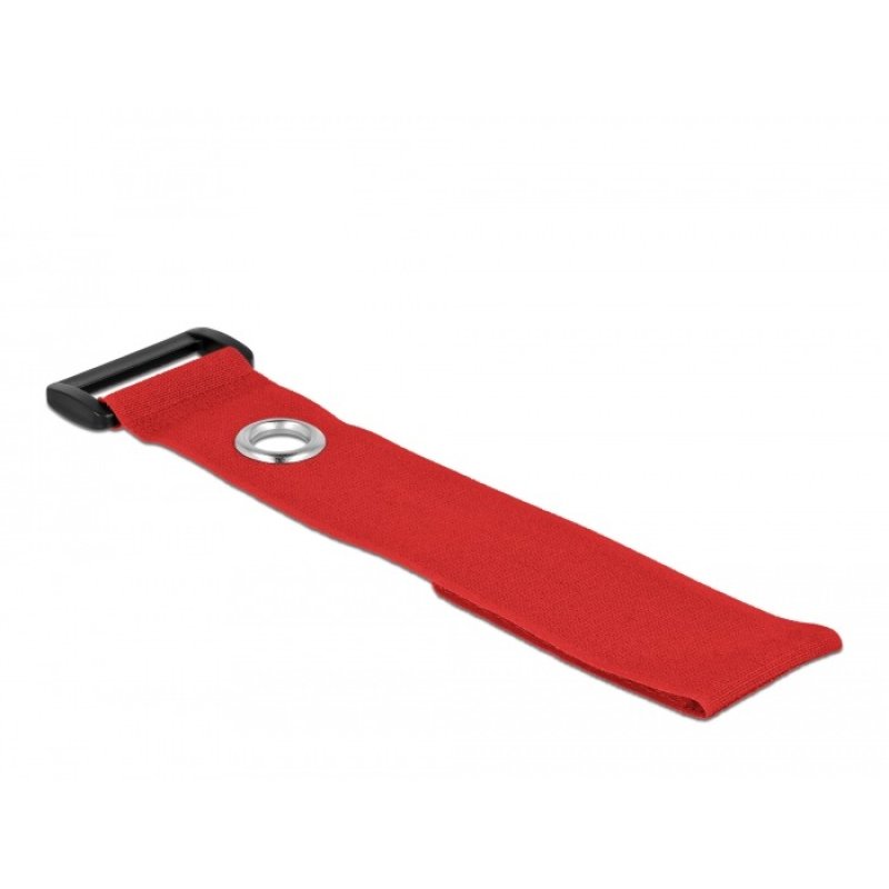 DeLOCK Hook-and-loop cable tie with Loop and Fastening Eyelet L 280 x W 38 mm red 3 pieces