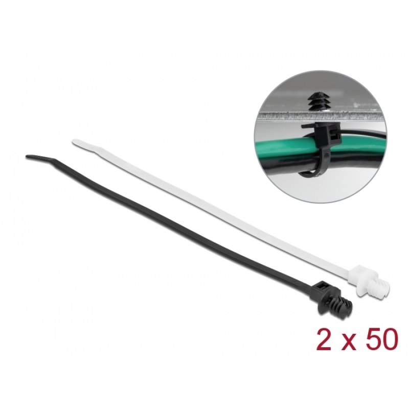DeLOCK Cable tie with lamella base L 200 x W 4.8 mm 100 pieces