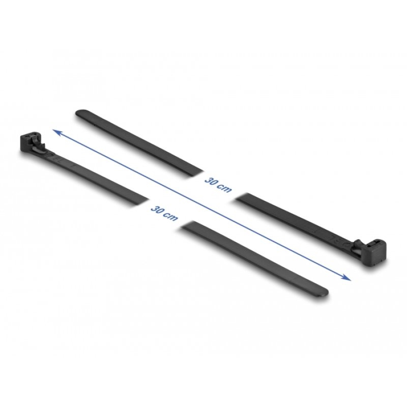 Delock Kabelbinder wiederverwendbar hitzebeständig L 300 x B 7,6 mm 100 Stück schwarz