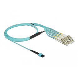 Delock LWL Kabel MPO Buchse zu 6 x LC Duplex Stecker, Multimode OM3, 50/125 µm, 2 m