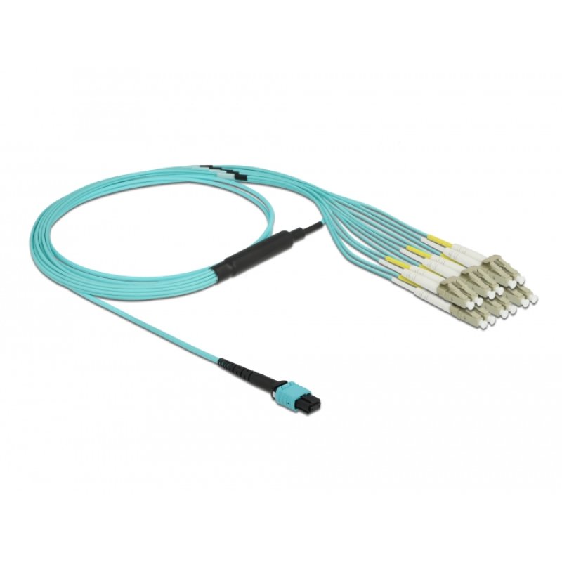 DeLOCK Câble de fibre optique MPO femelle à 12 x LC Duplex mâle, mode multiple OM3, 50/125 µm, 2 m