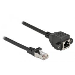 Delock Netzwerk Verlängerungskabel S/FTP RJ45 Stecker zu RJ45 Buchse Cat.6A 50 cm schwarz