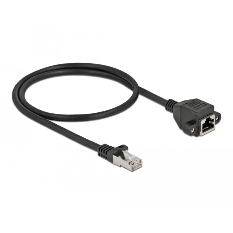 DeLOCK Rallonge de réseau S/FTP RJ45 mâle à RJ45 femelle, Cat.6A, 50 cm, noir